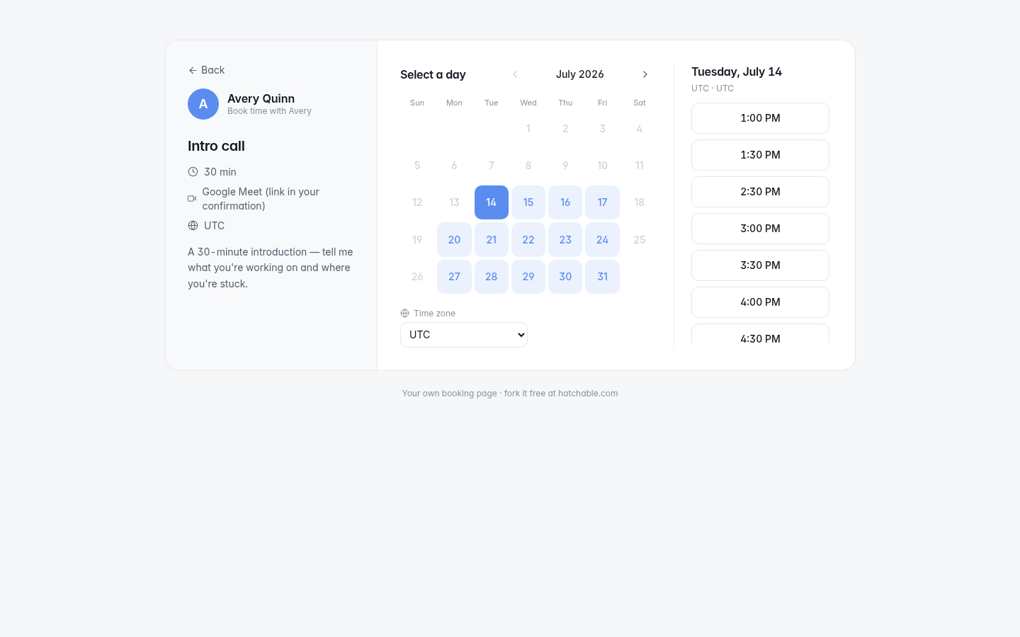 Booking Page