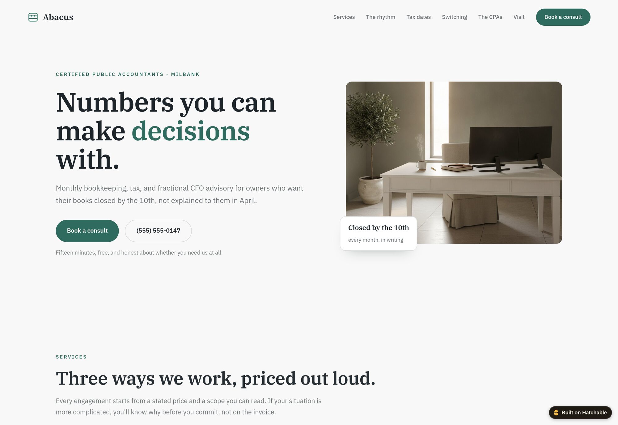 Abacus accounting firm website template — full design preview