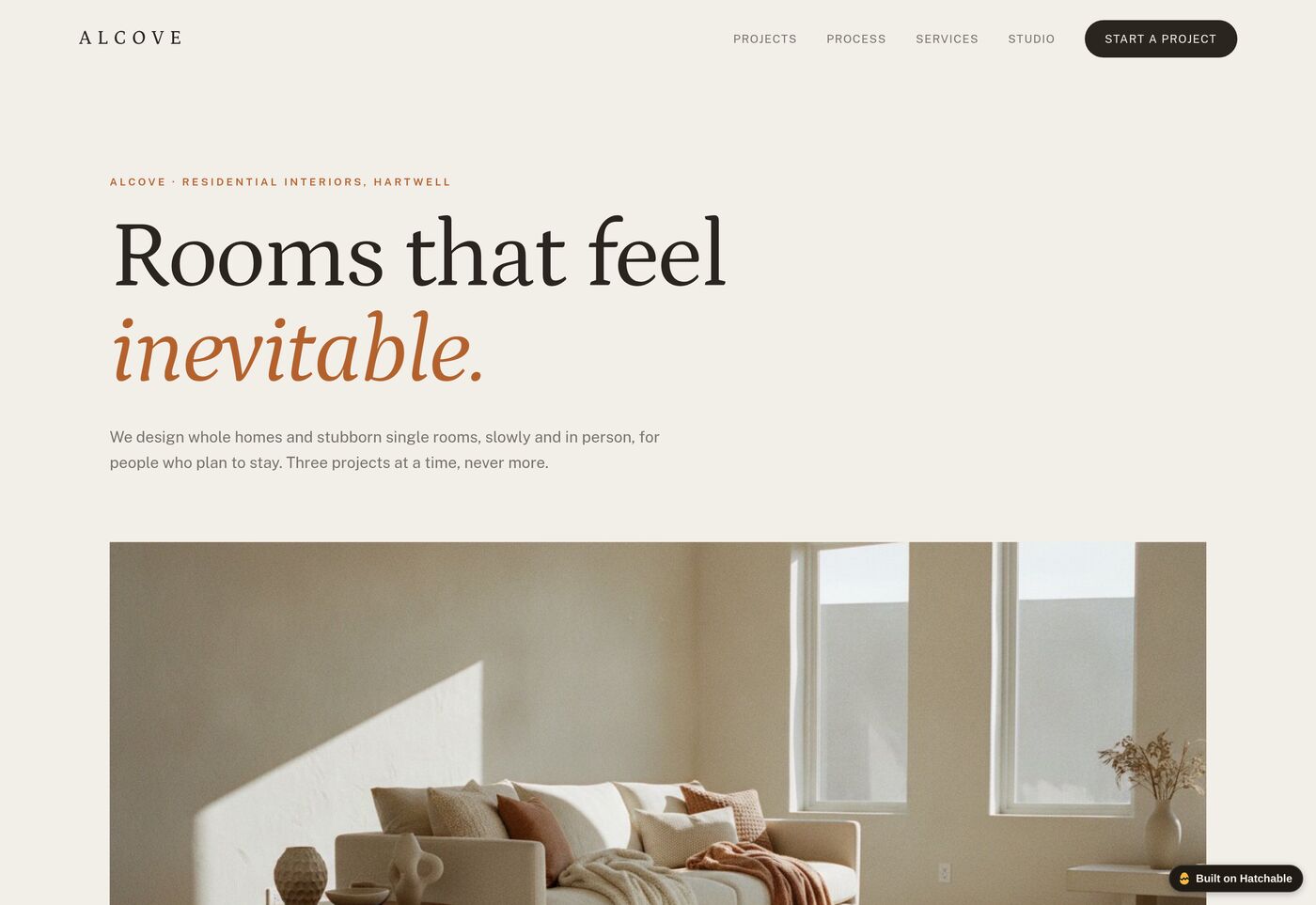 Alcove — interior design website template preview