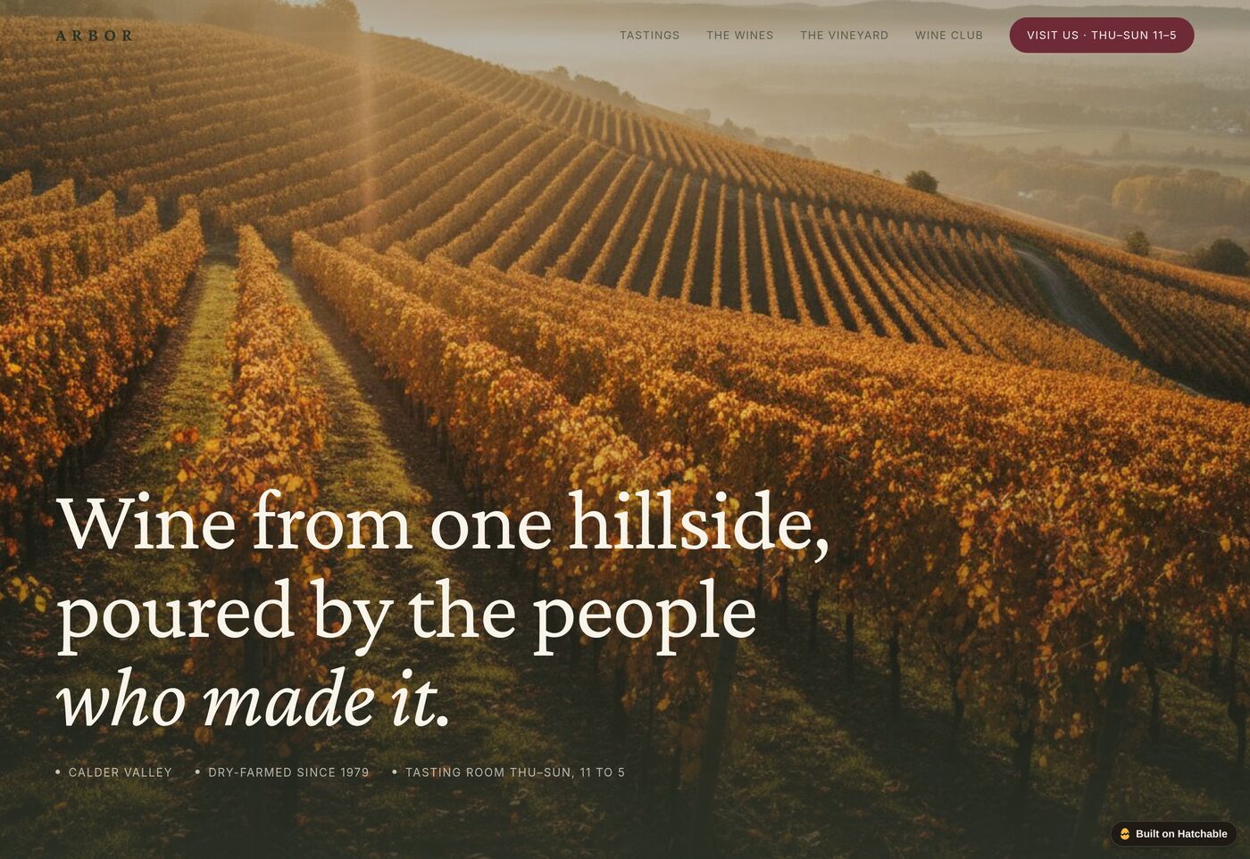 Arbor — winery website template preview