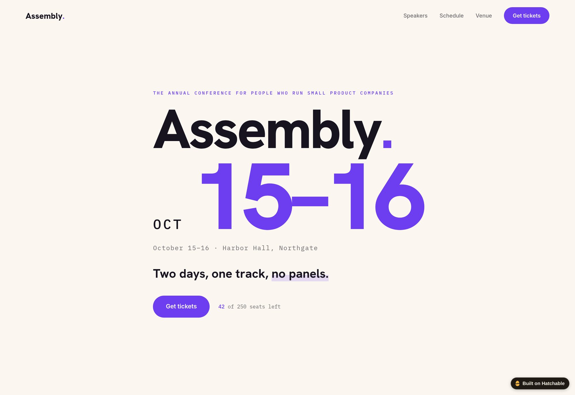 Assembly conference website template — full design preview