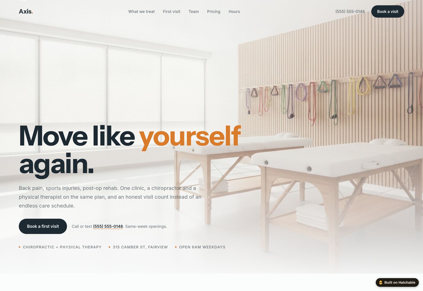 Axis — chiropractor & physical therapy website template preview