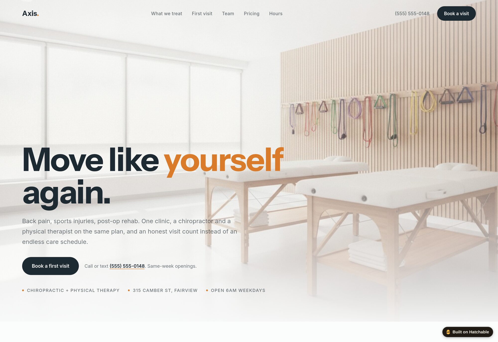Axis chiropractor & physical therapy website template — full design preview