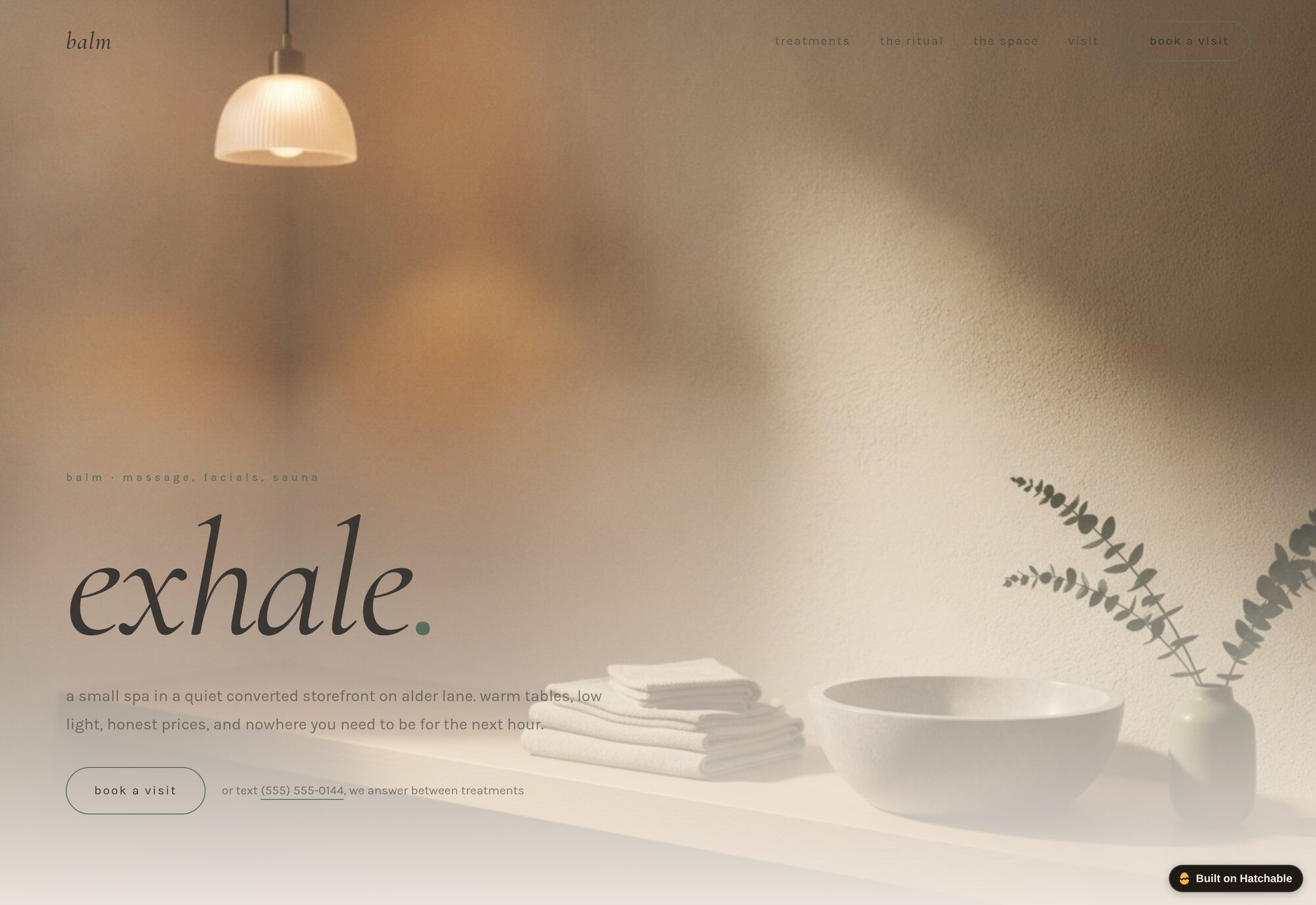 Balm spa website template — full design preview
