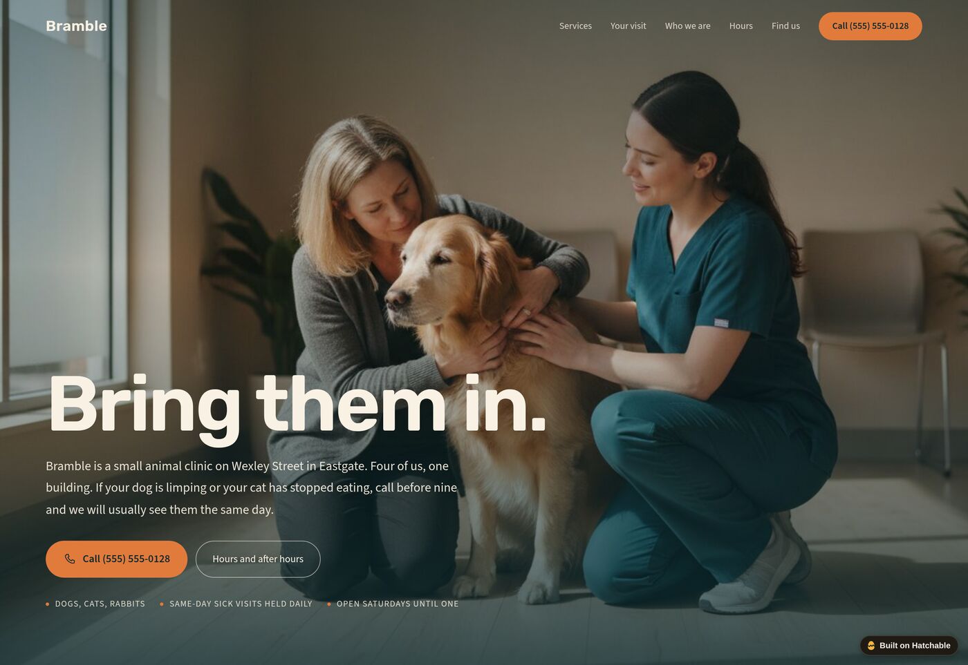 Bramble — veterinary clinic website template preview