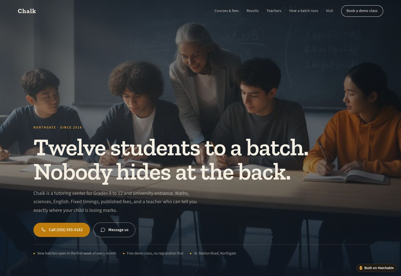Chalk — tutoring center website template preview