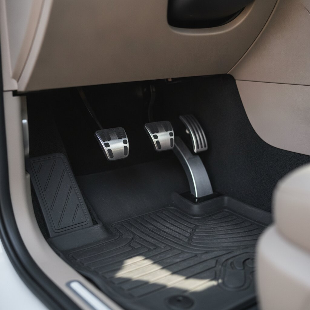 The dual-control pedal on the passenger side of a Clutch car