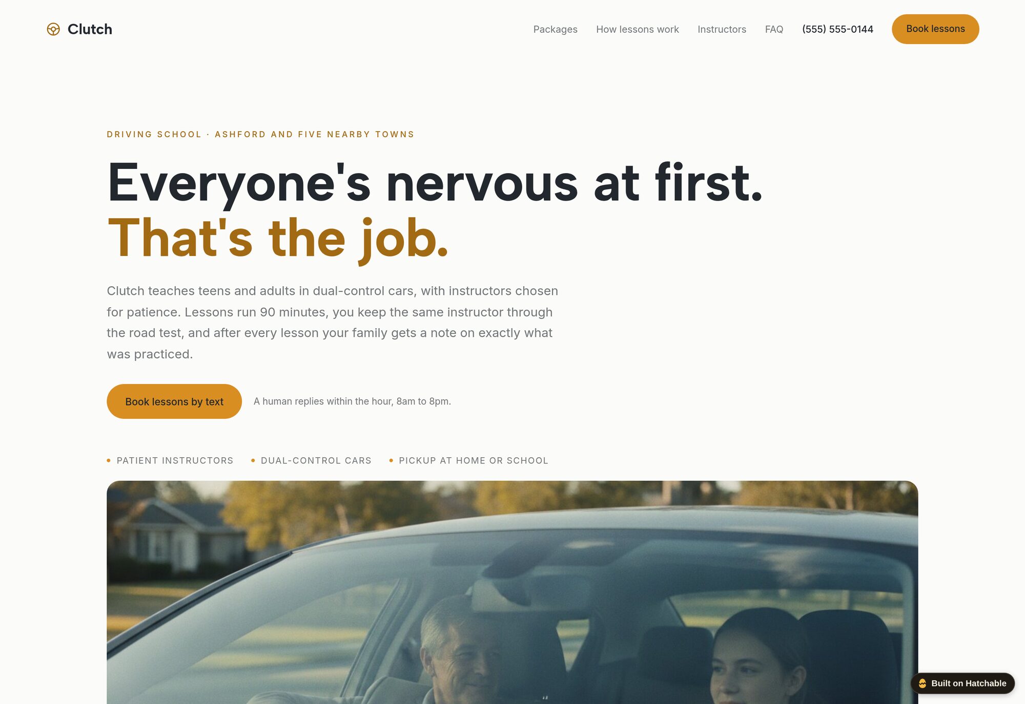Clutch driving school website template — full design preview