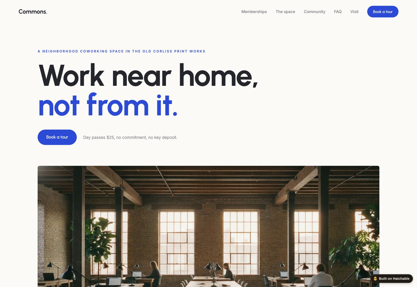 Commons — coworking space website template preview