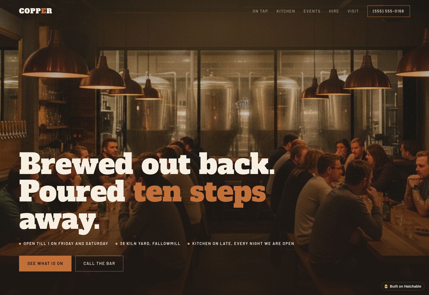 Copper — bar & brewery website template preview