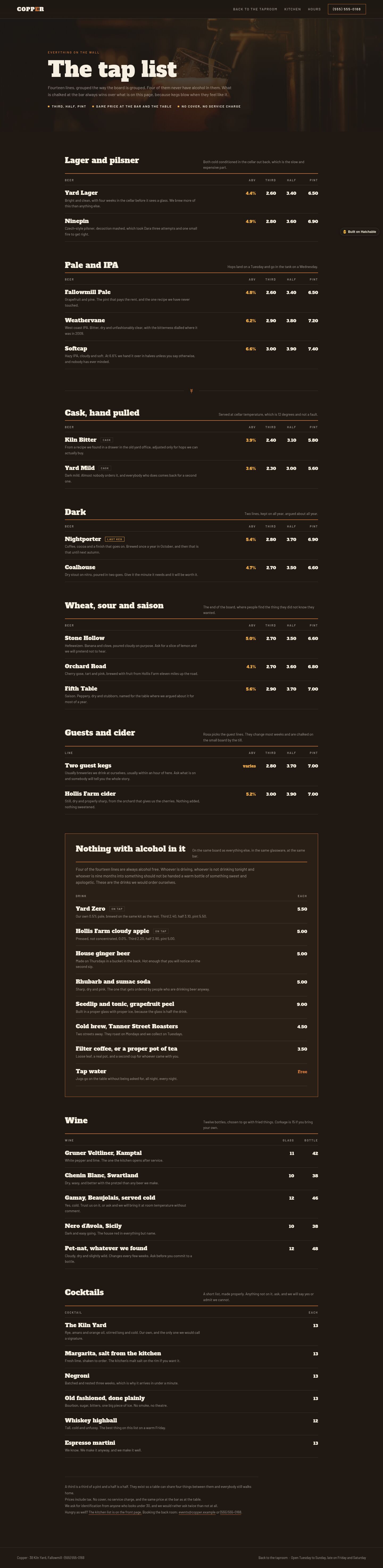 The tap list