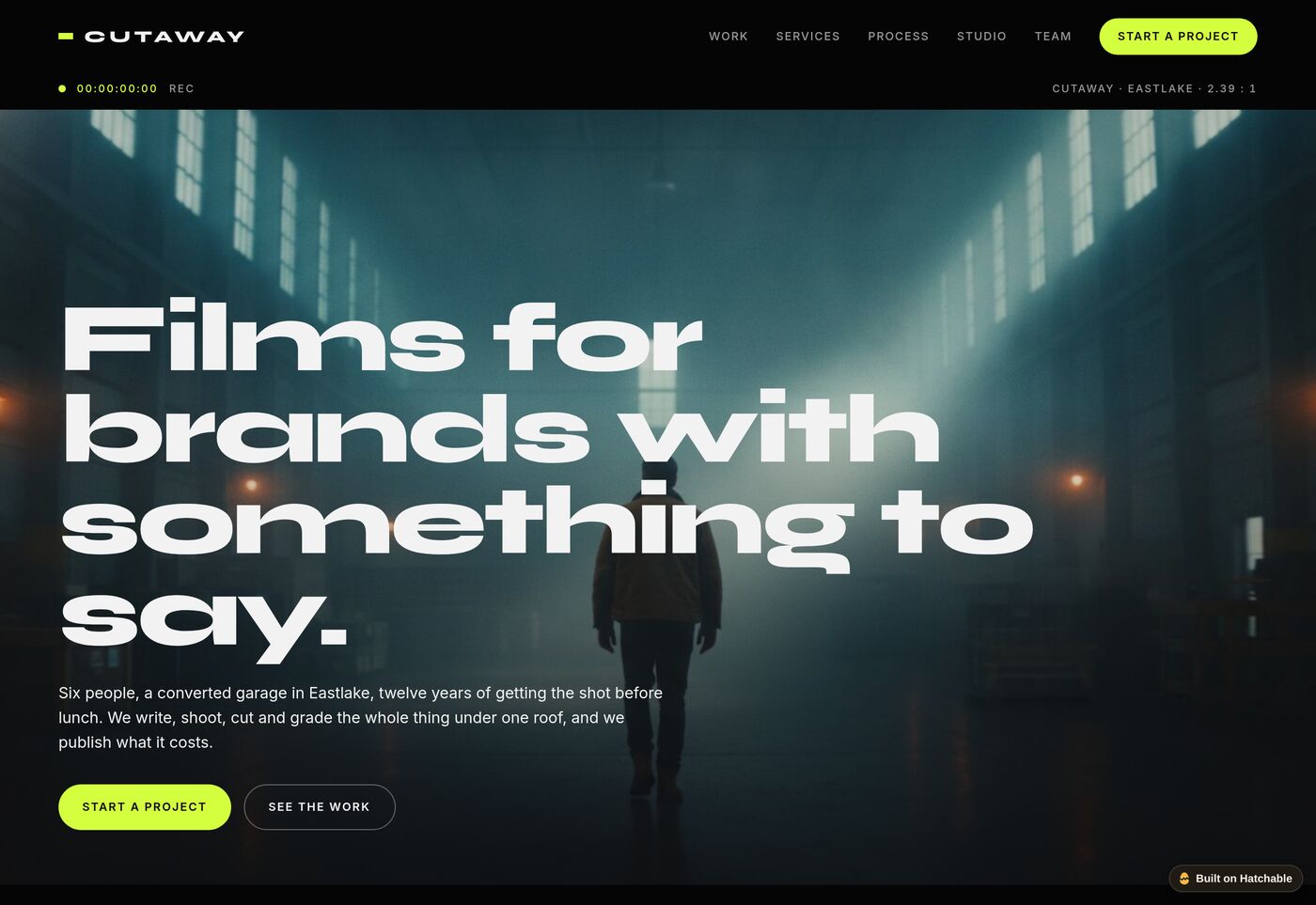 Cutaway — video production company website template preview