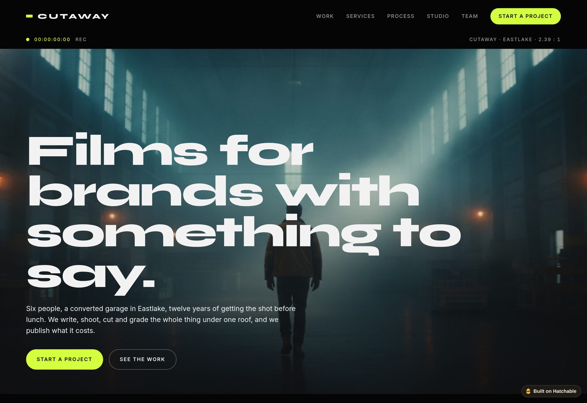 Cutaway video production company website template — full design preview