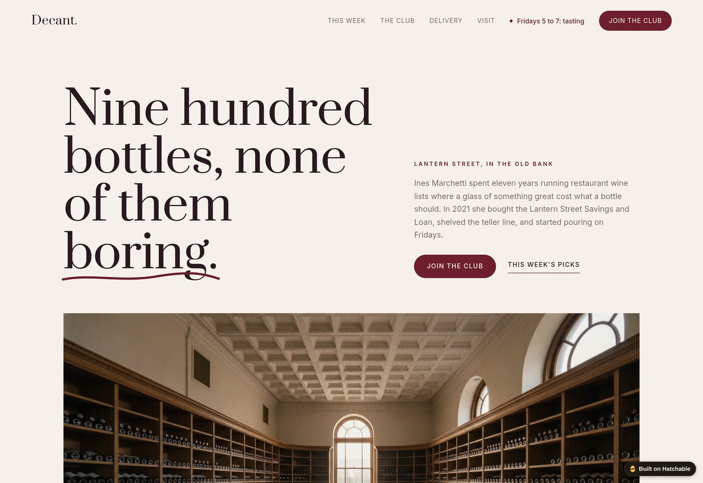 Decant — wine & bottle shop website template preview