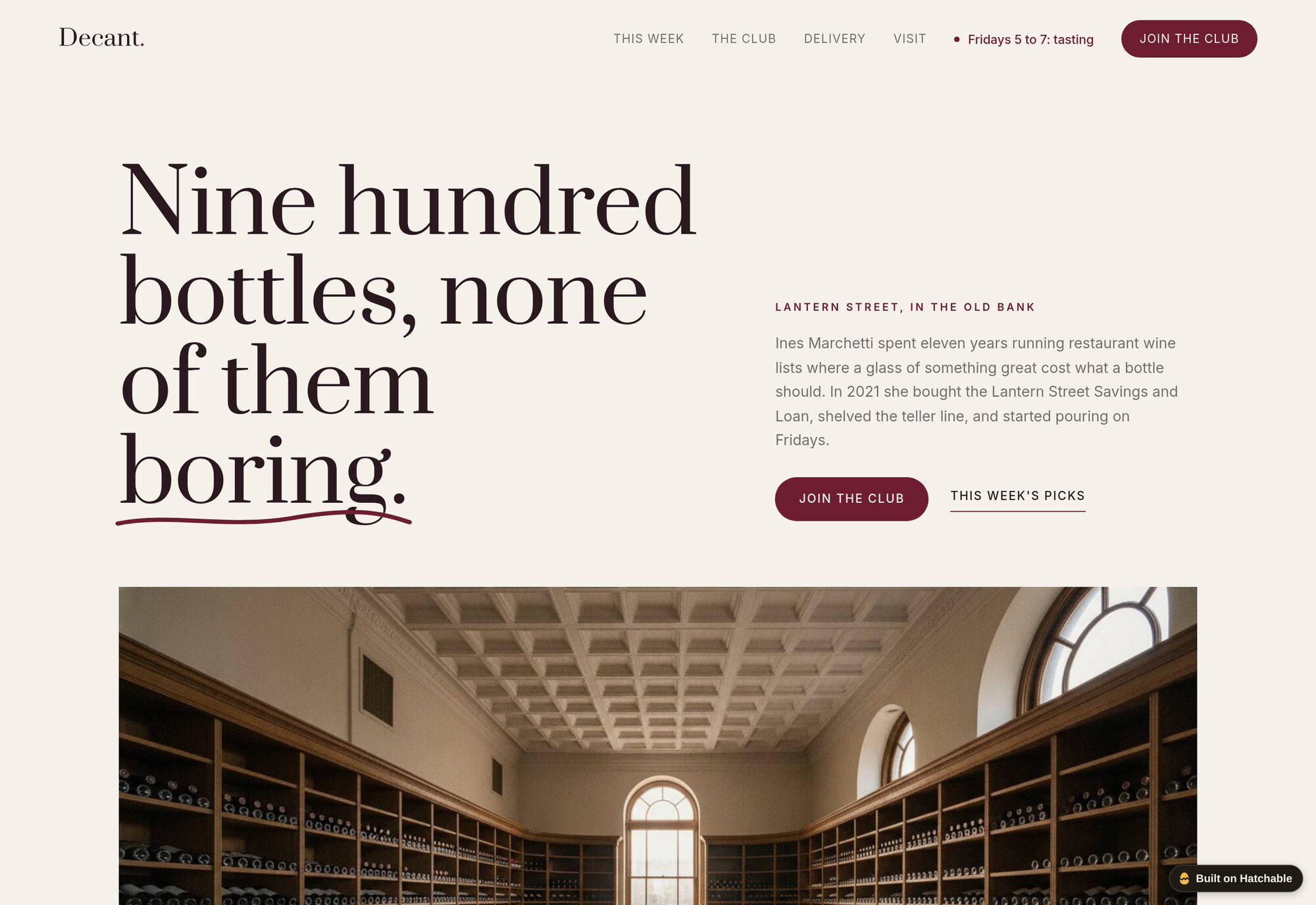 Decant wine & bottle shop website template — full design preview