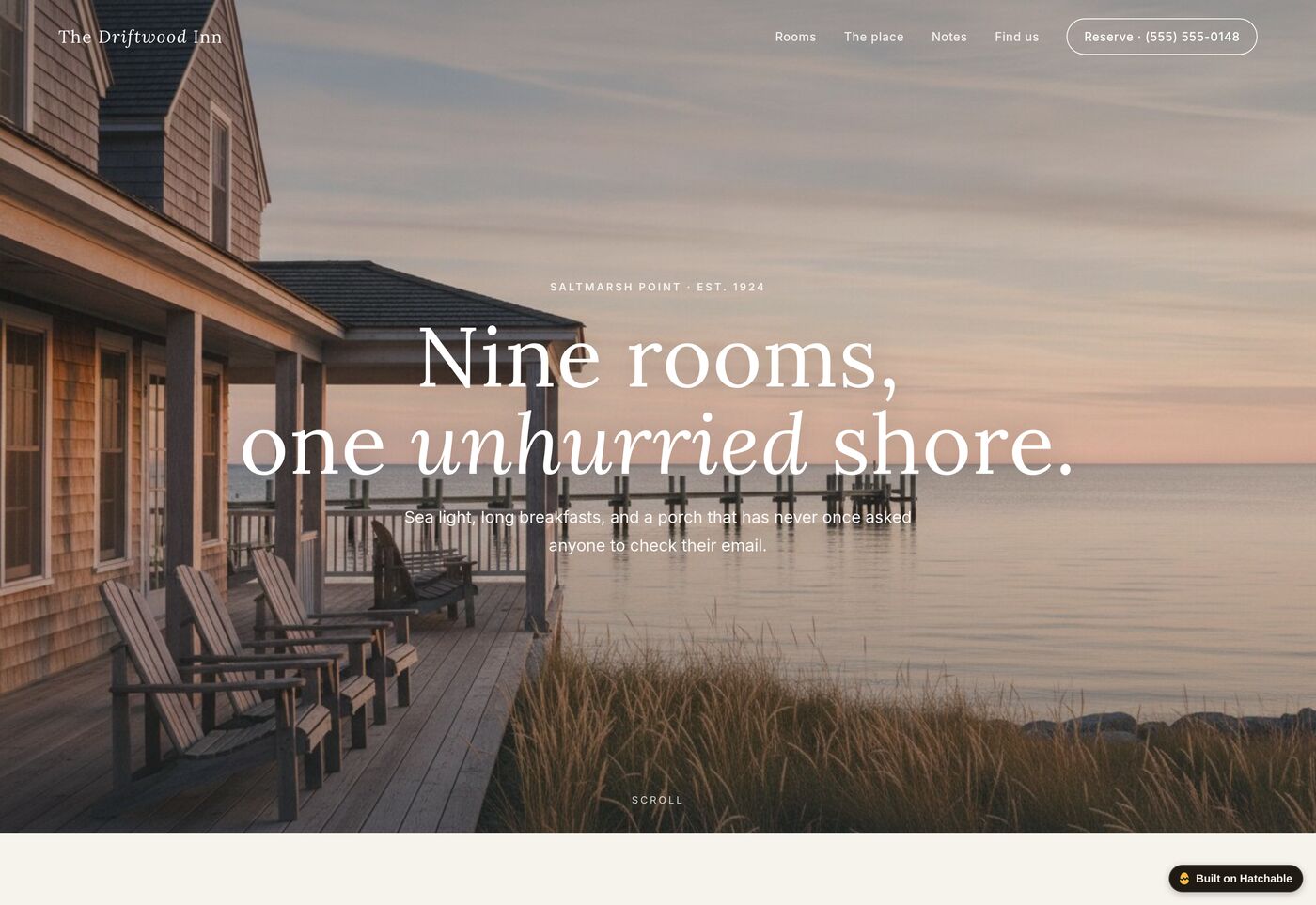 Driftwood — inn & hotel website template preview