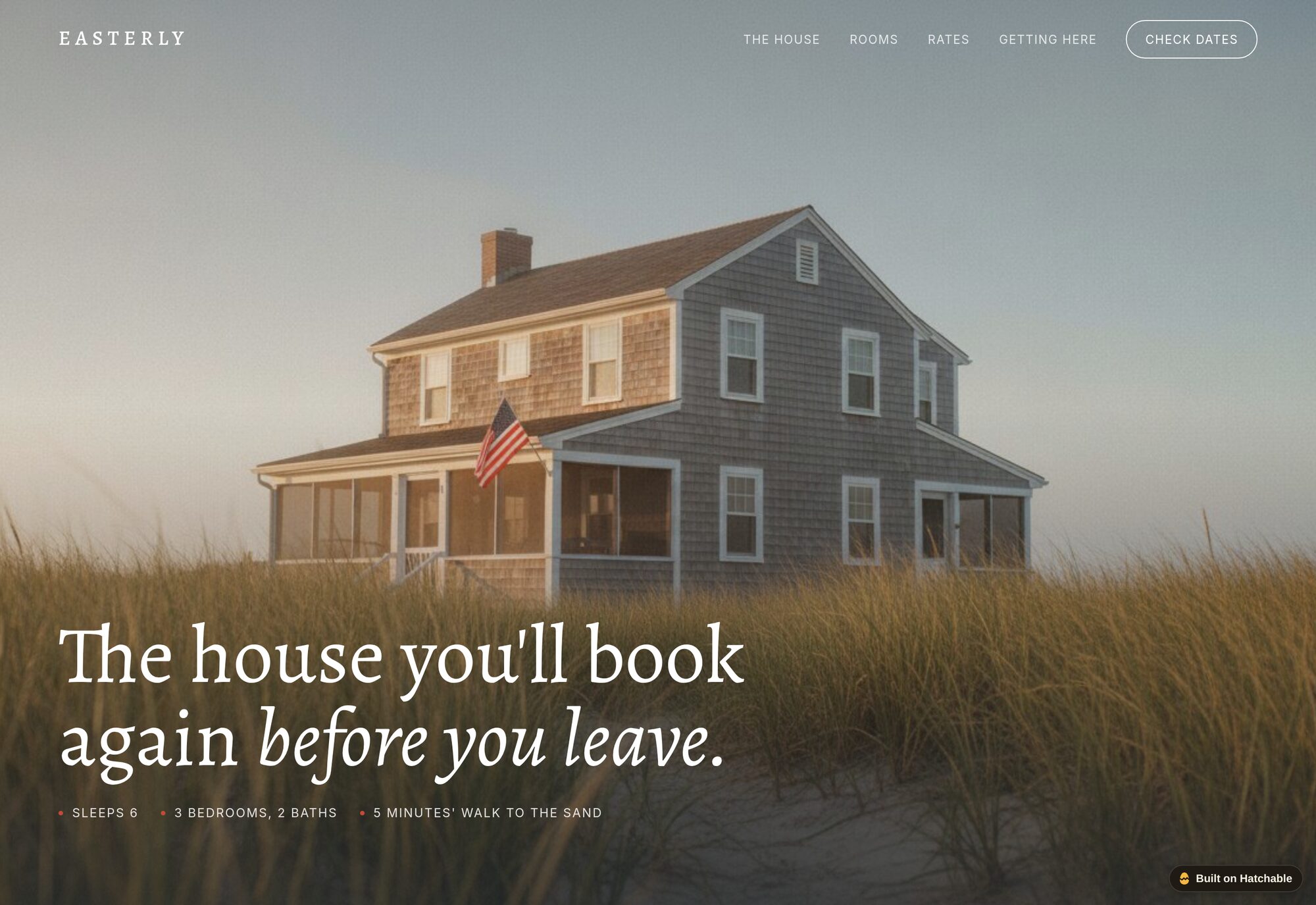 Easterly vacation rental website template — full design preview