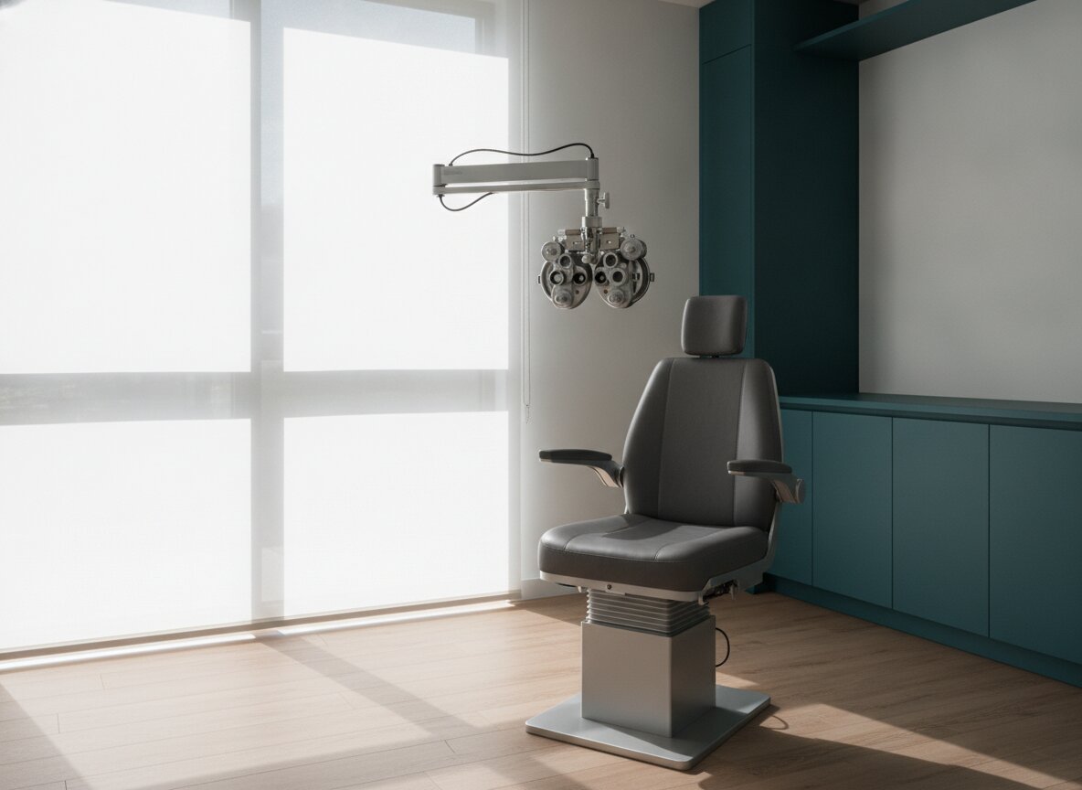 A Focal exam room with phoropter and chair in calm daylight