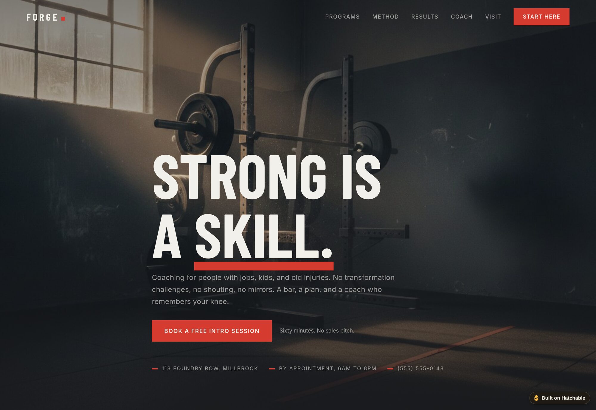Forge personal trainer website template — full design preview