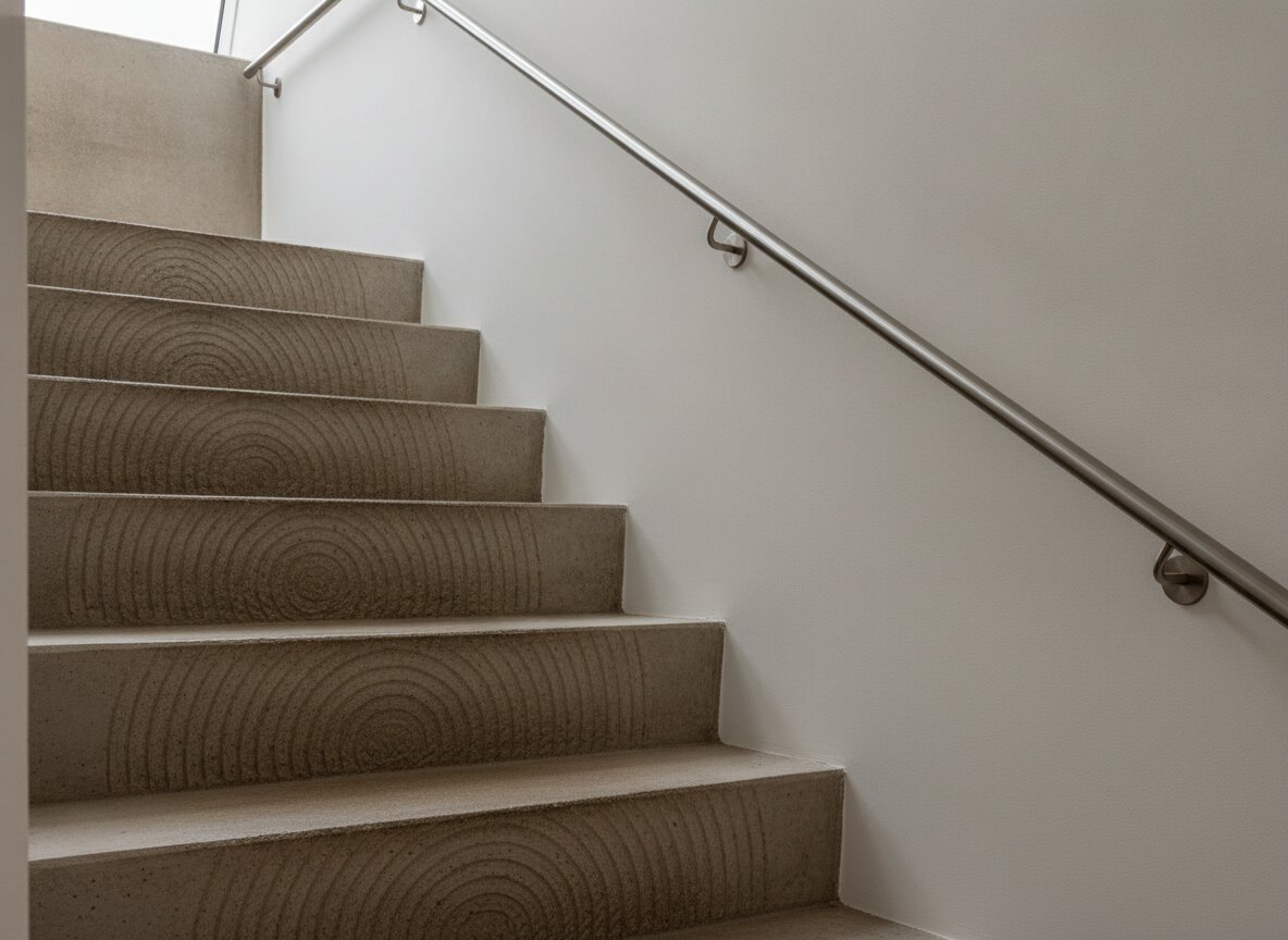 Cast stair detail with rope-textured concrete