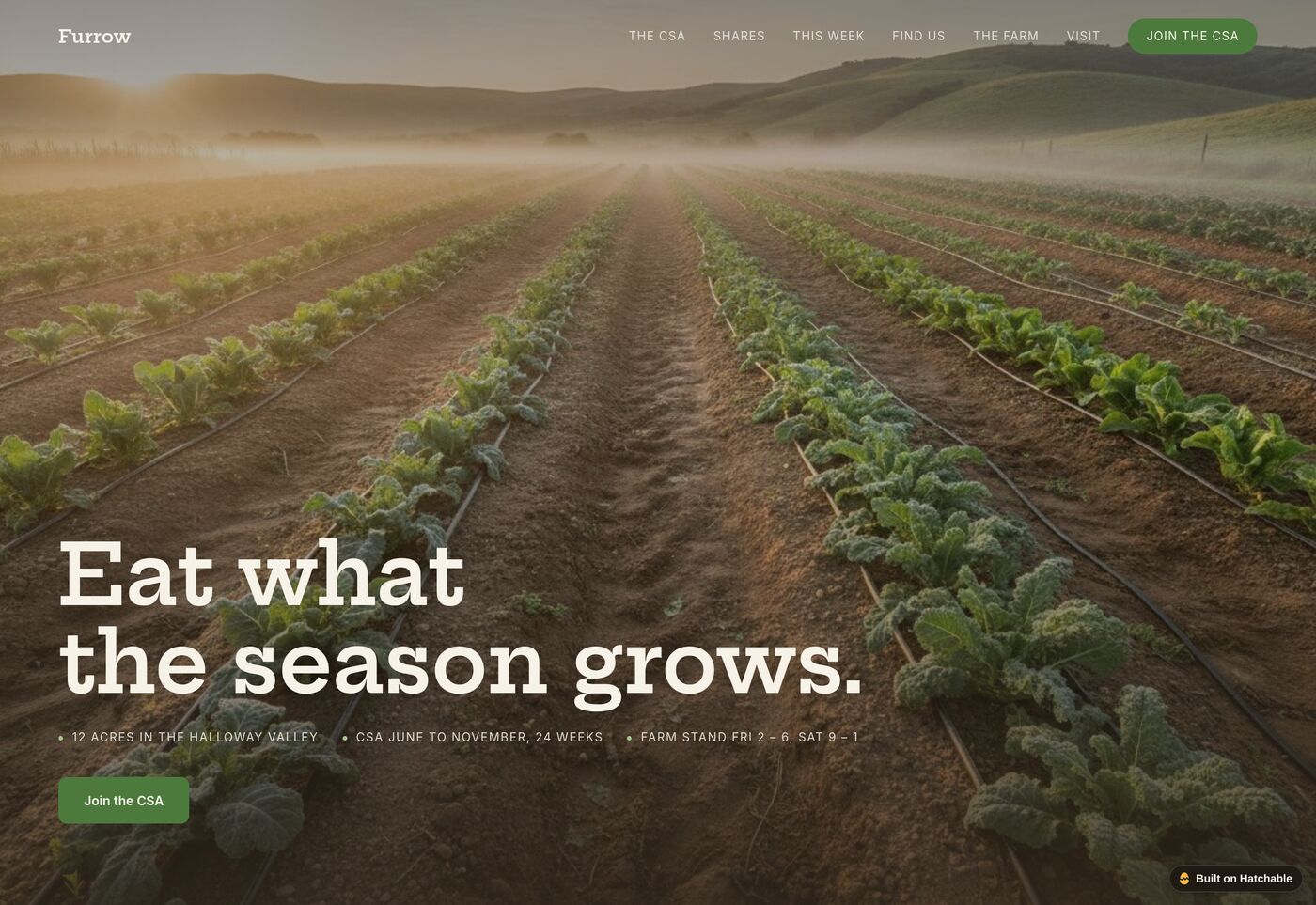 Furrow — farm & CSA website template preview