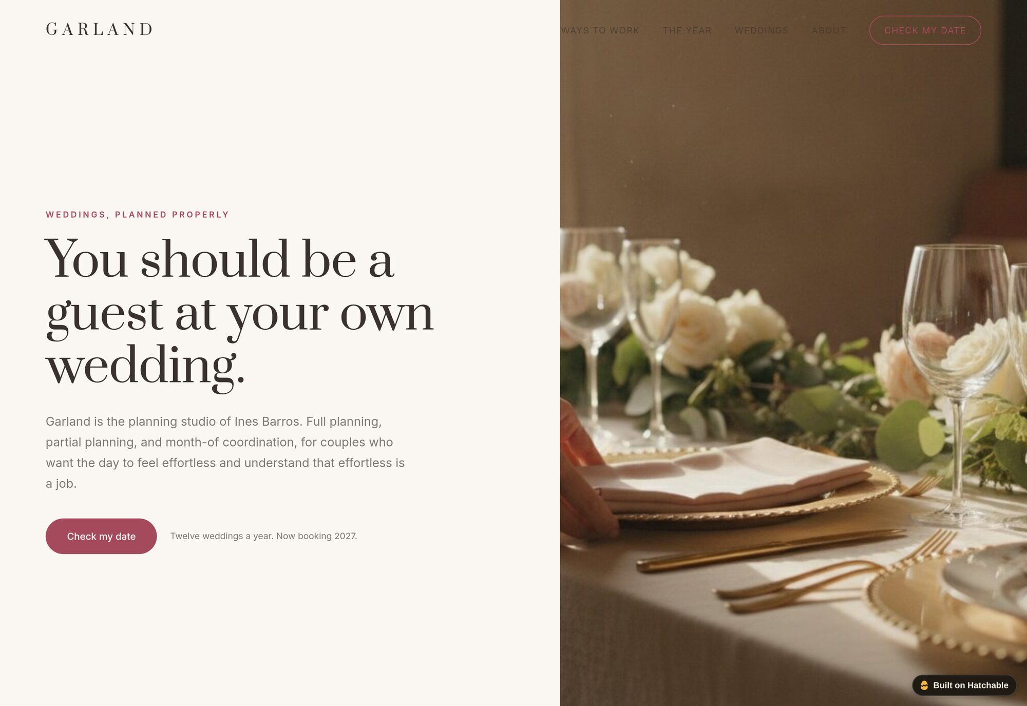Garland wedding planner website template — full design preview