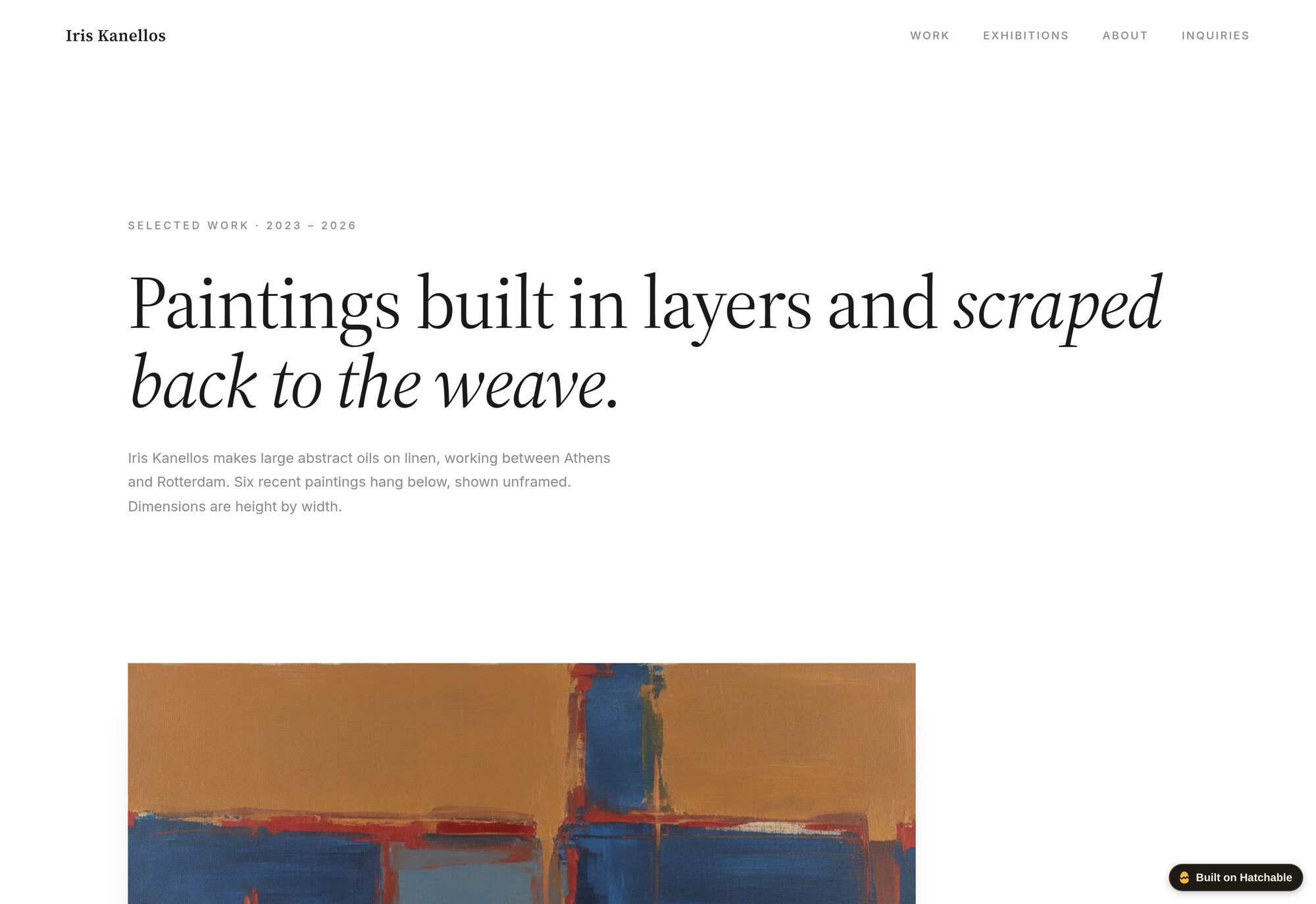 Gesso artist portfolio website template — full design preview