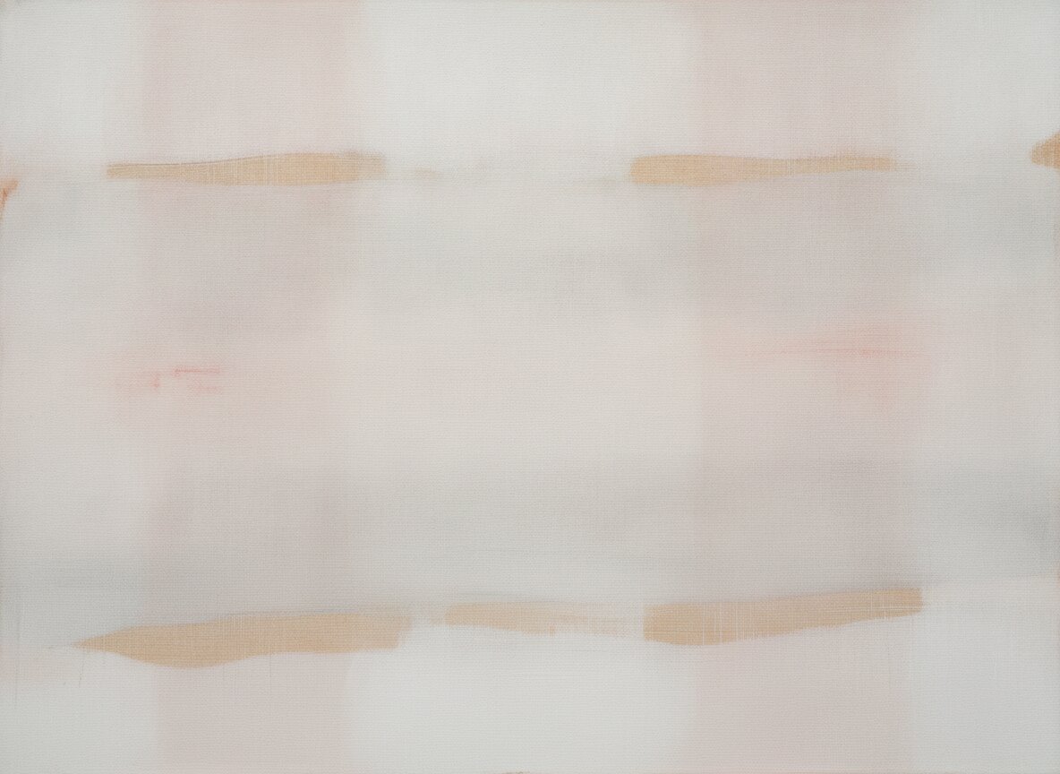 Plaster Morning: pale abstract painting of plaster pinks and gray washes