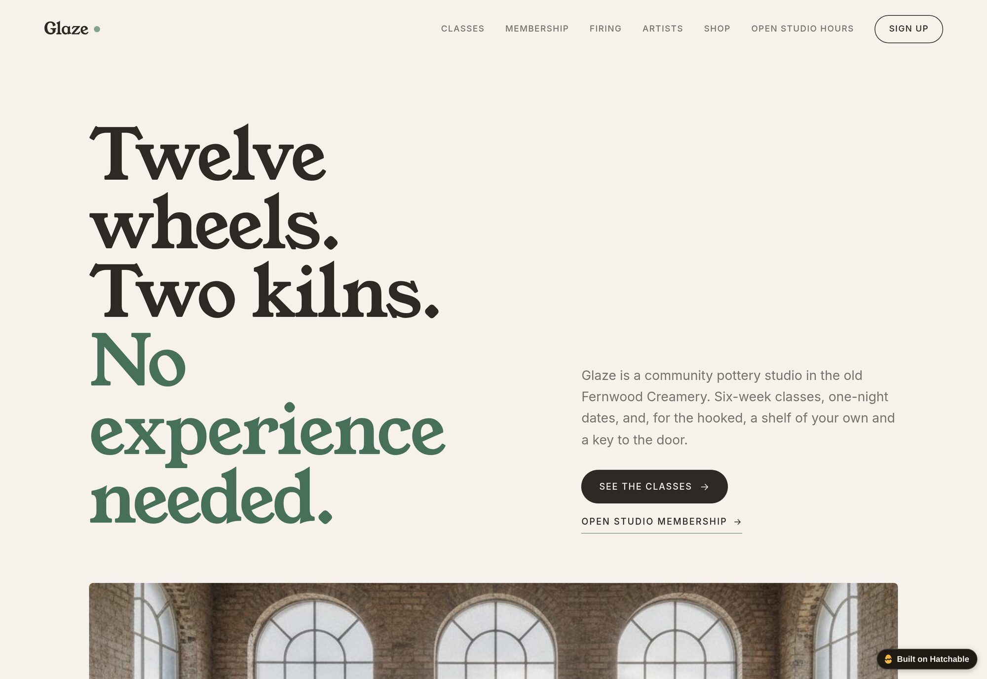 Glaze pottery studio website template — full design preview