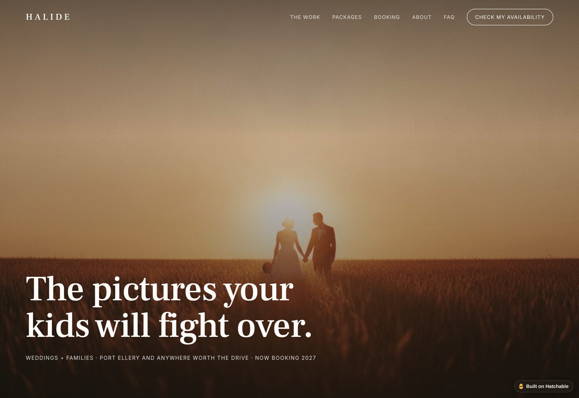 Halide photographer website template — full design preview