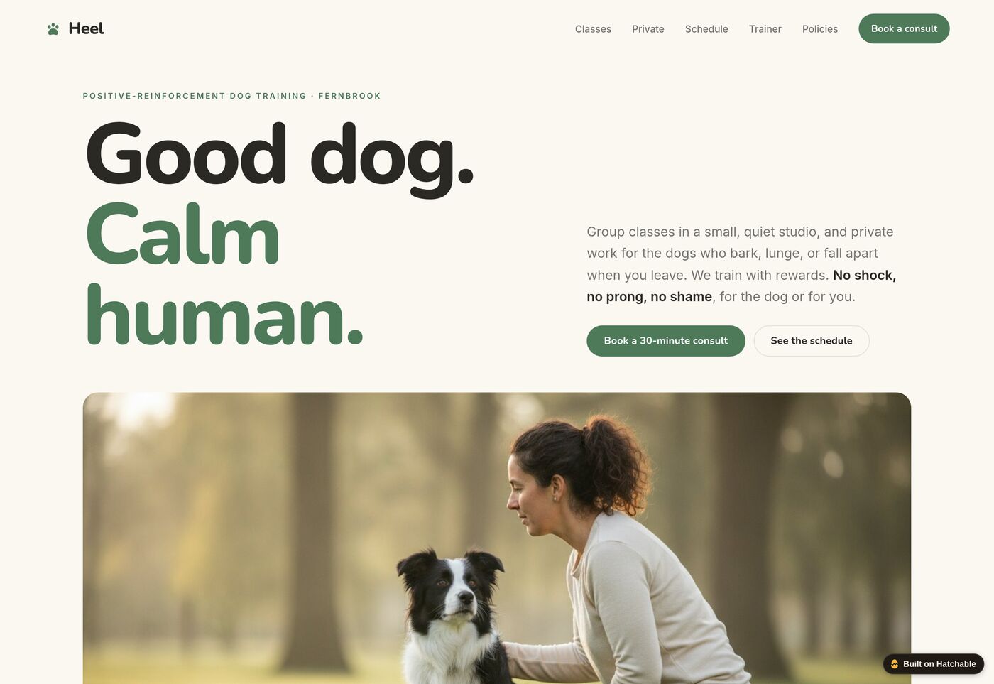 Heel — dog trainer website template preview