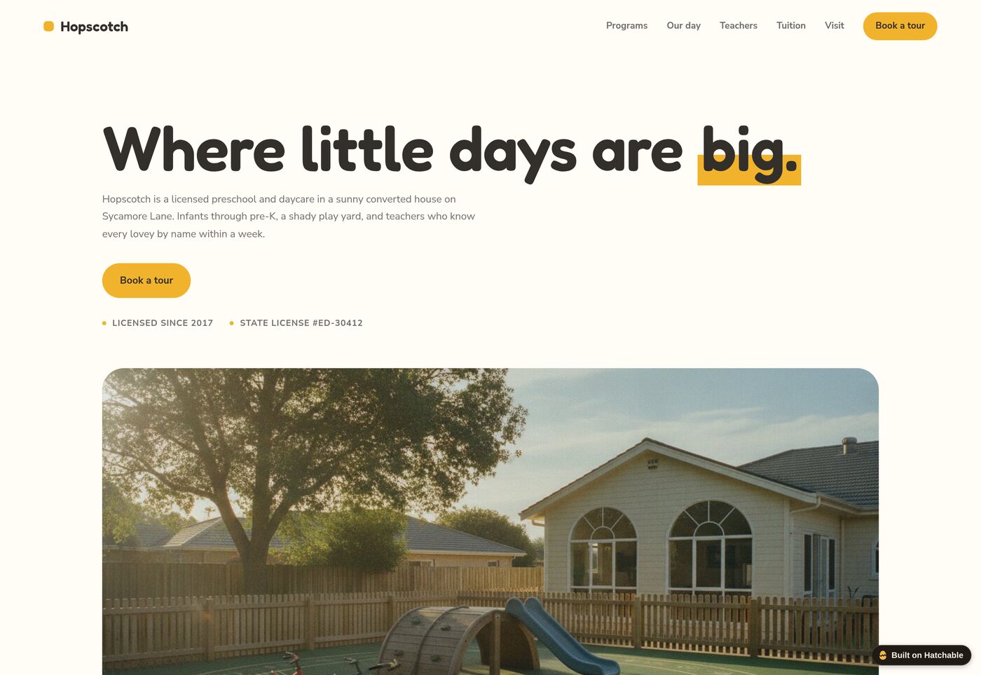 Hopscotch — preschool & daycare website template preview