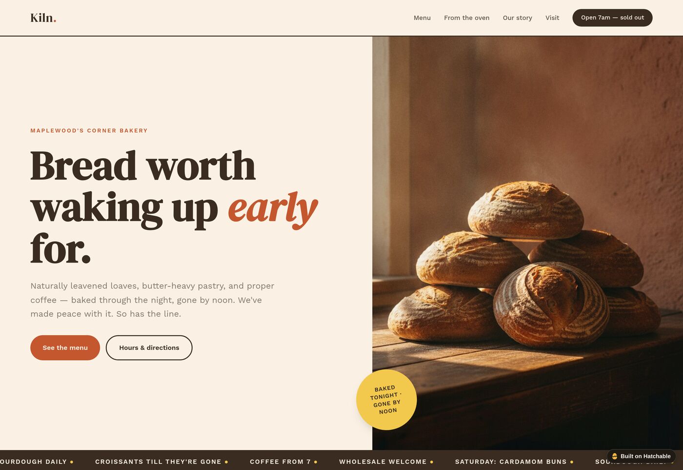 Kiln — bakery website template preview