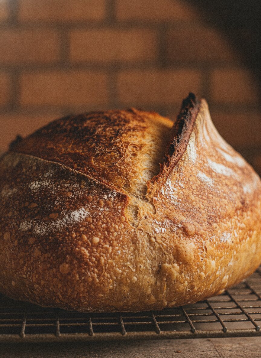 Scored country sourdough, just baked