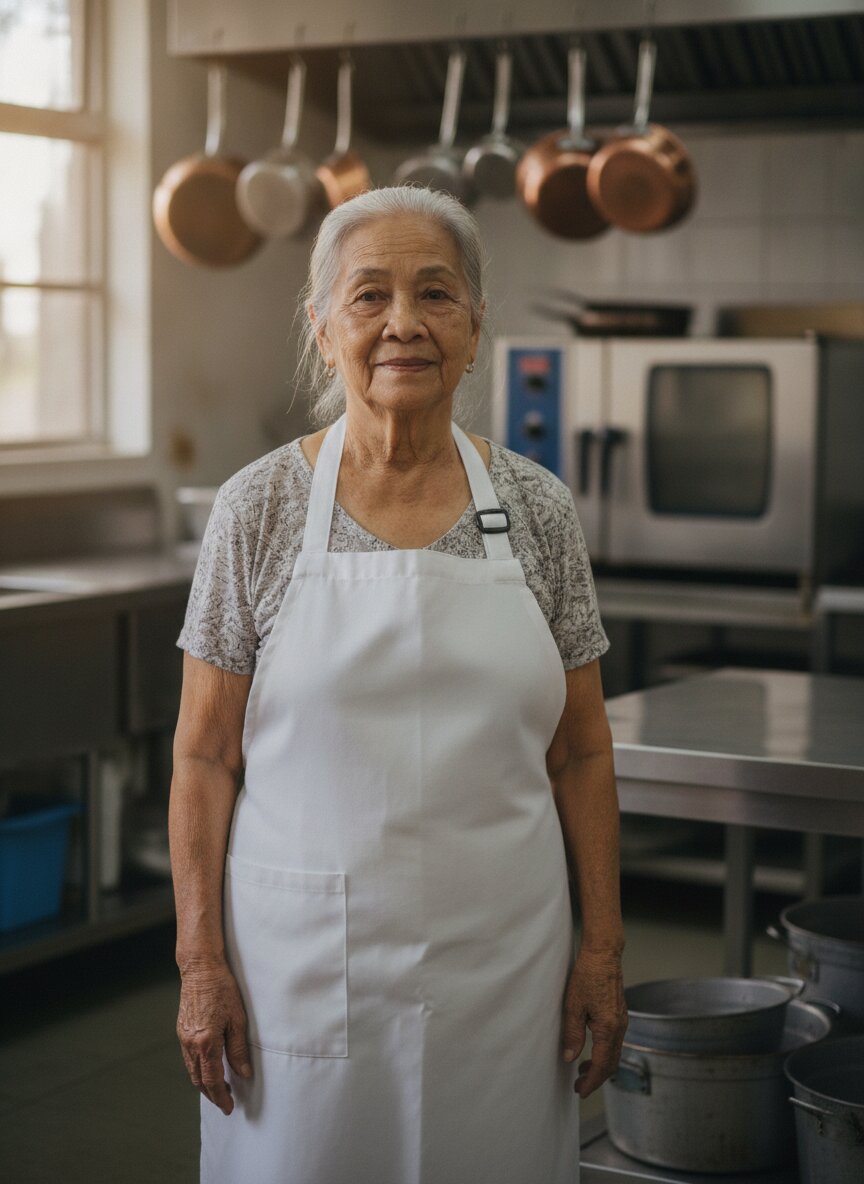 Luz Navarro in her apron in the Kindred kitchen