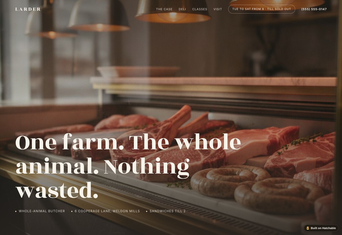 Larder — butcher shop website template preview