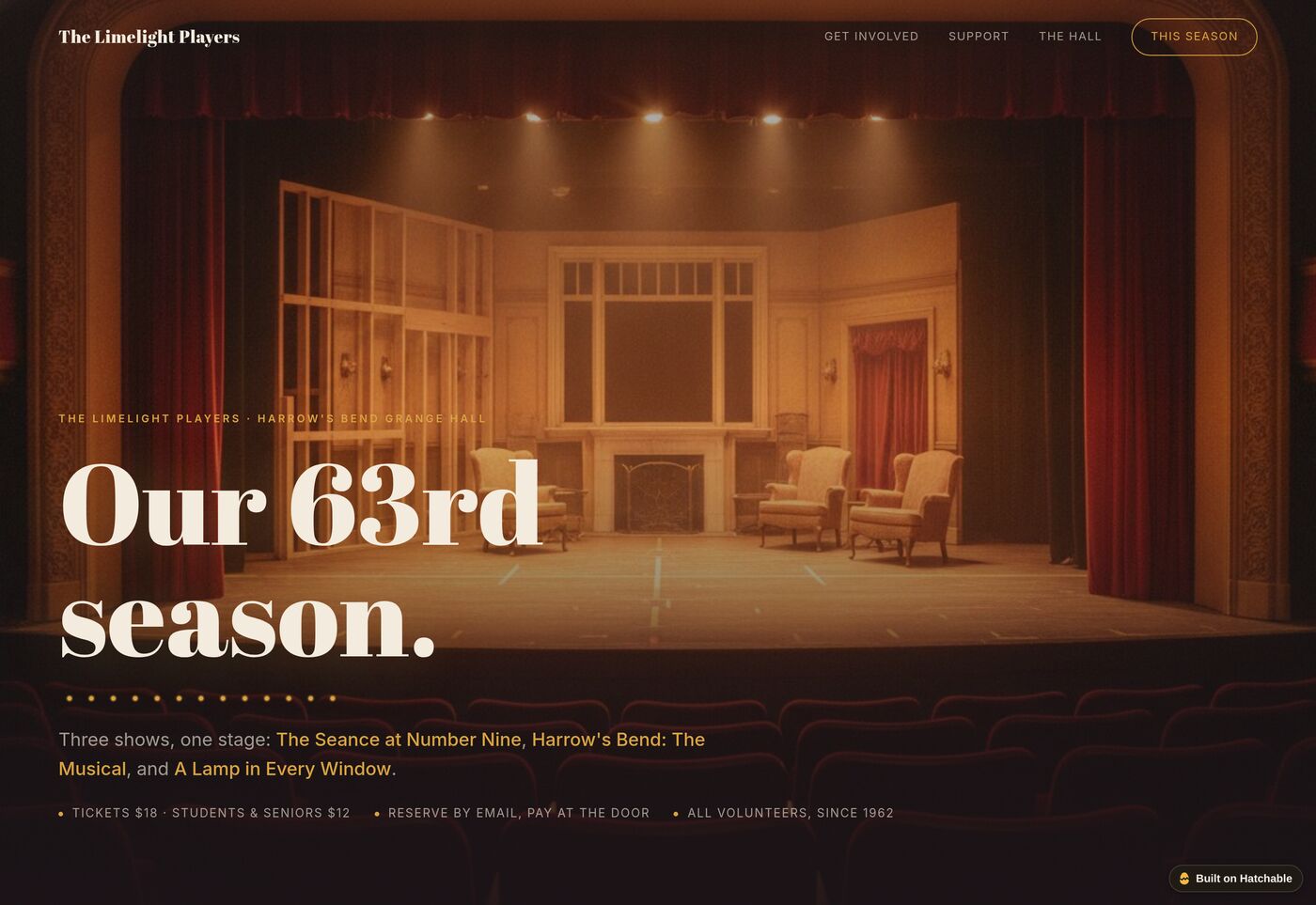 Limelight — community theater website template preview