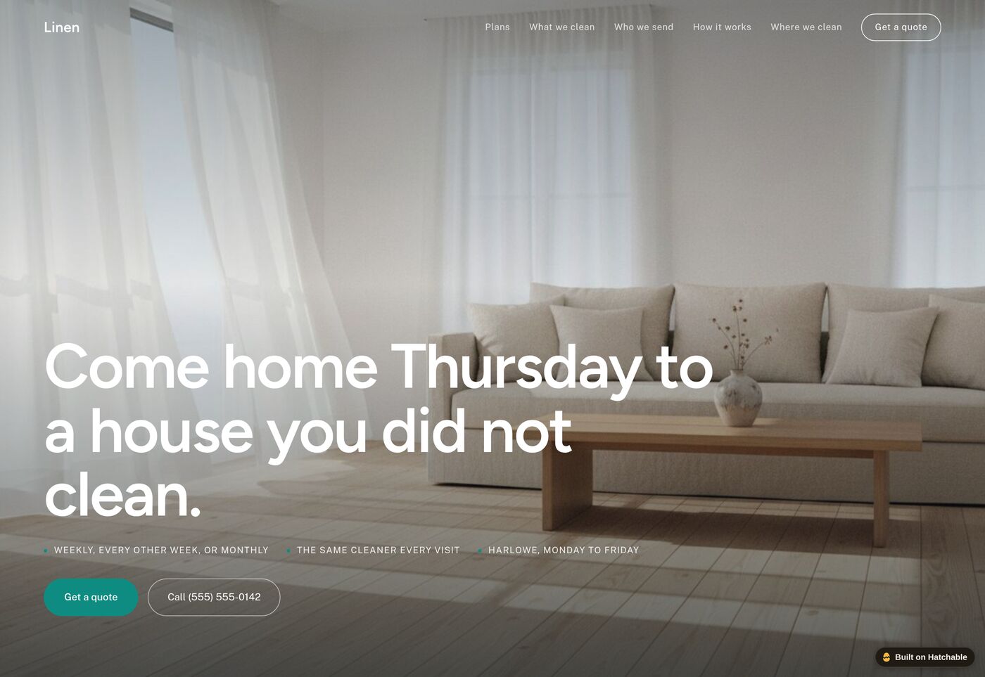 Linen — cleaning service website template preview