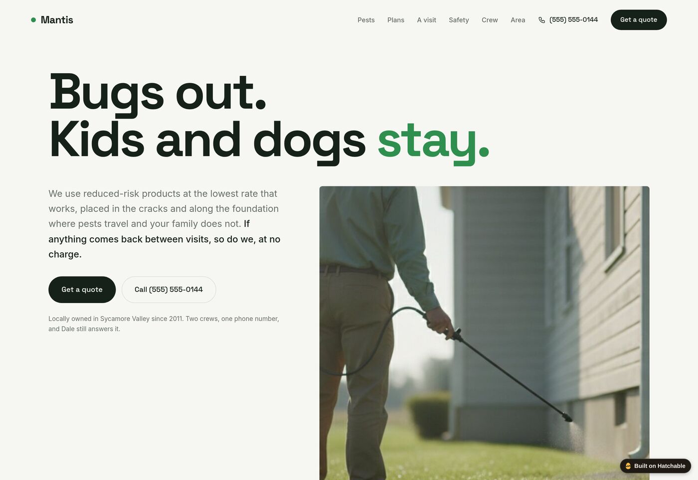 Mantis — pest control website template preview