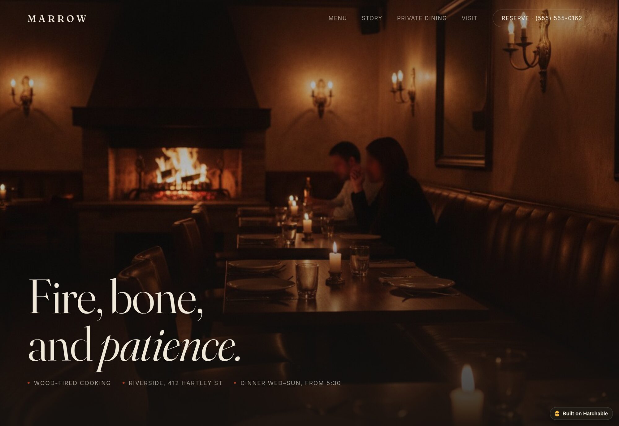Marrow restaurant website template — full design preview