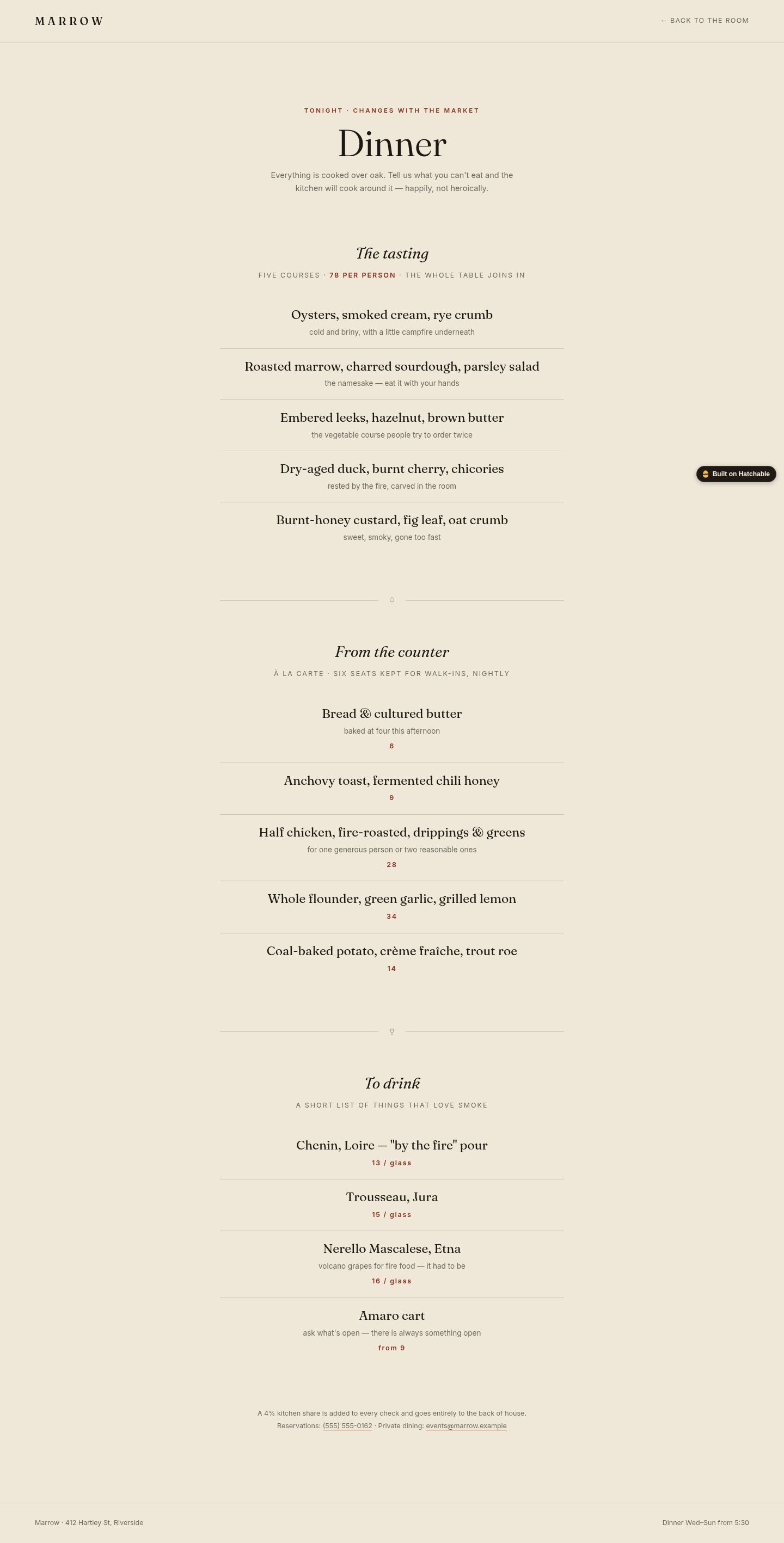 The menu