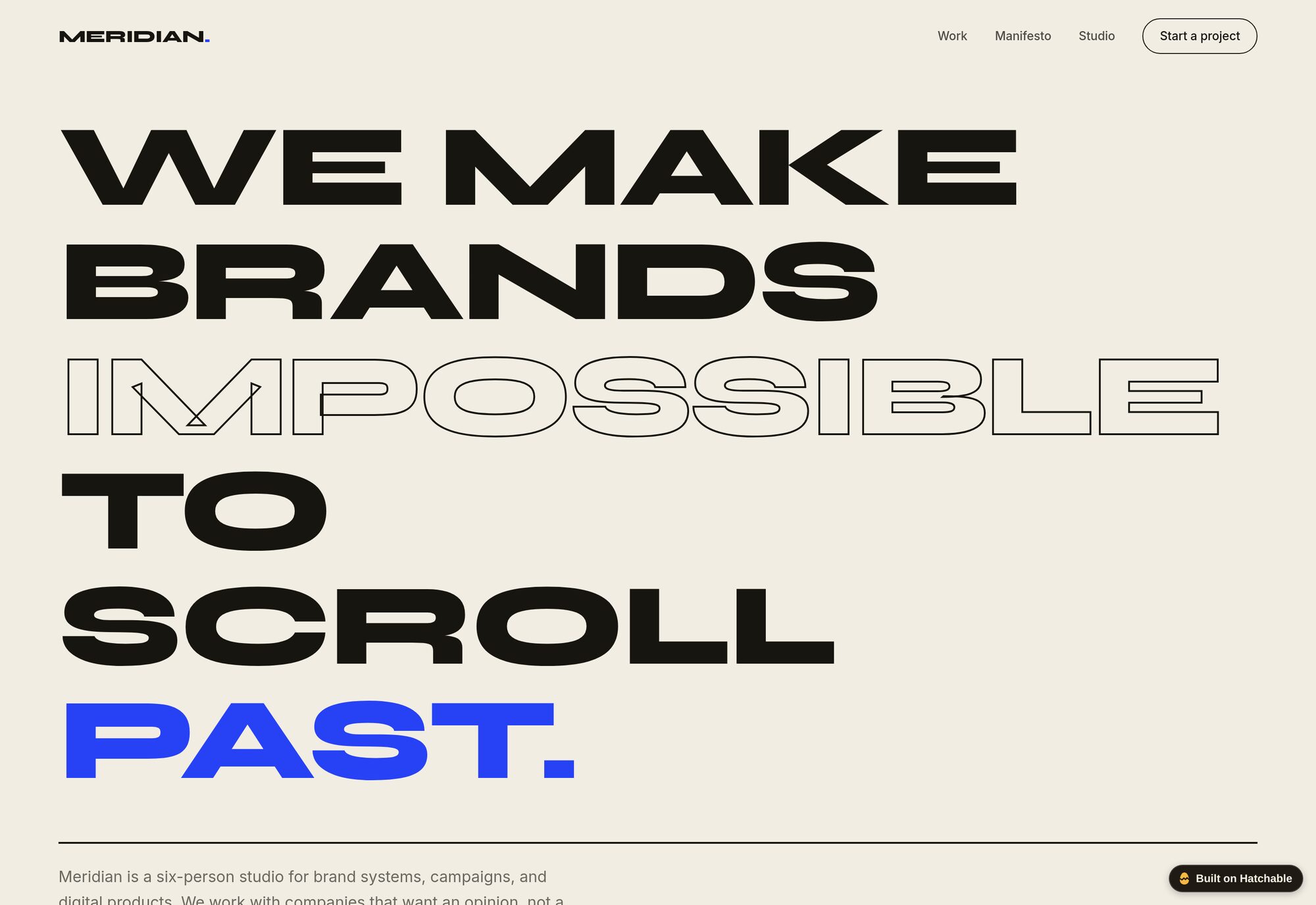 Meridian design studio website template — full design preview