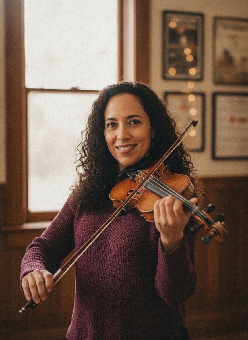 Marisol Vega holding her violin