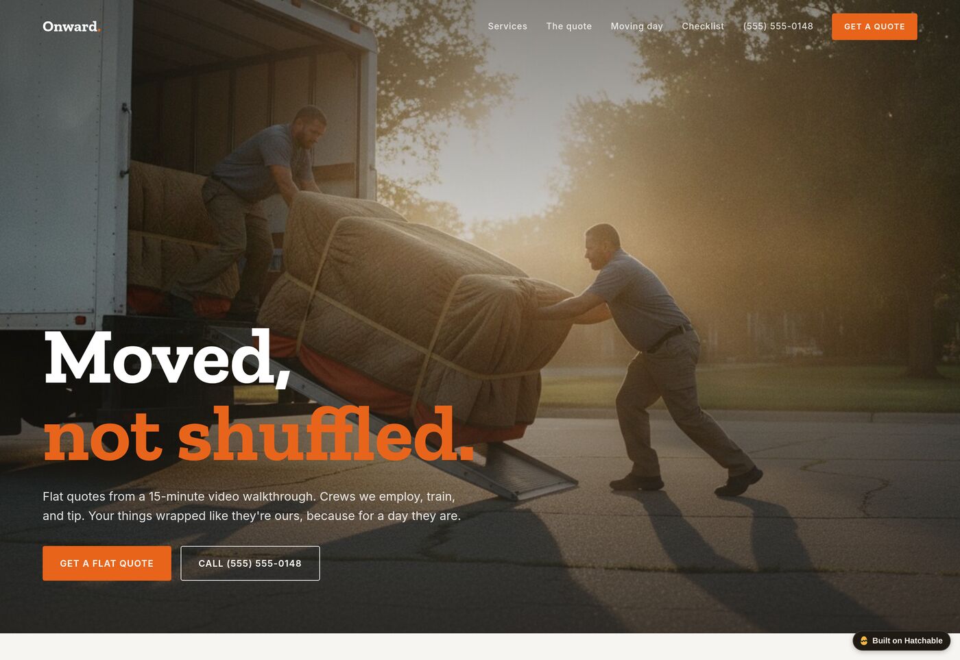 Onward — moving company website template preview