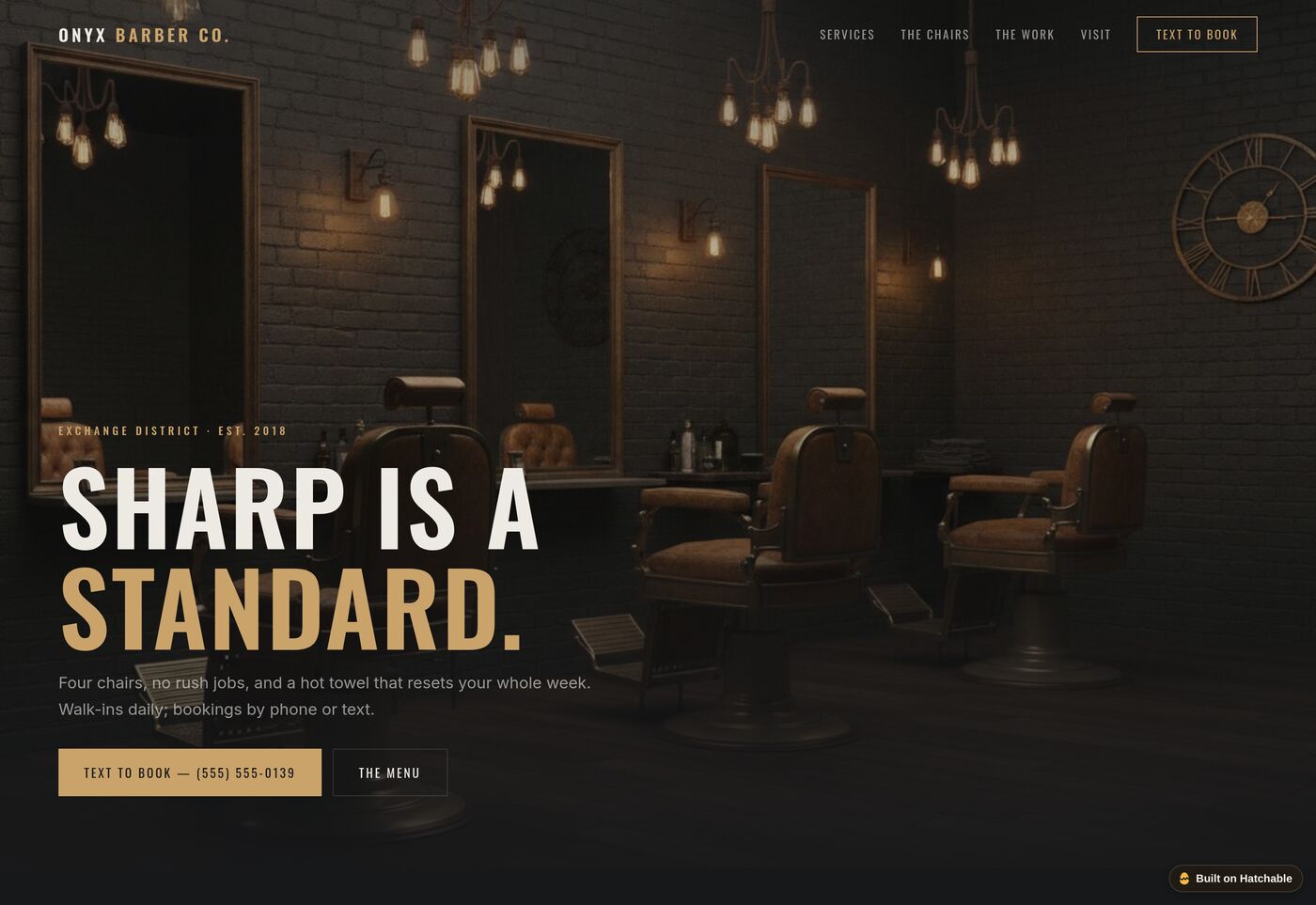 Onyx — barbershop website template preview