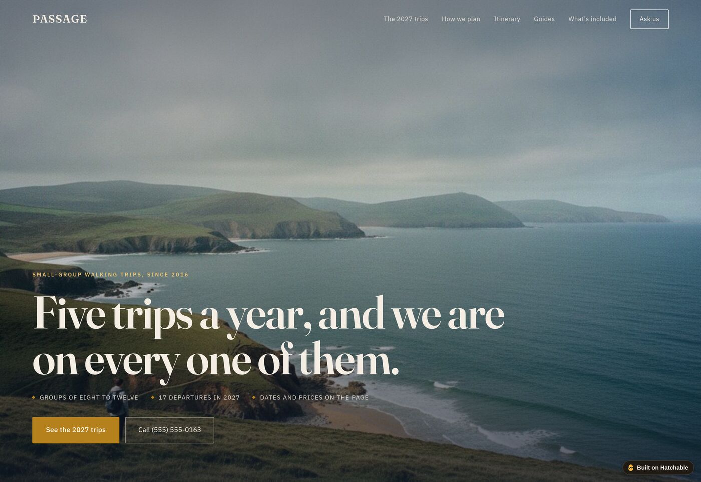 Passage — travel agency website template preview