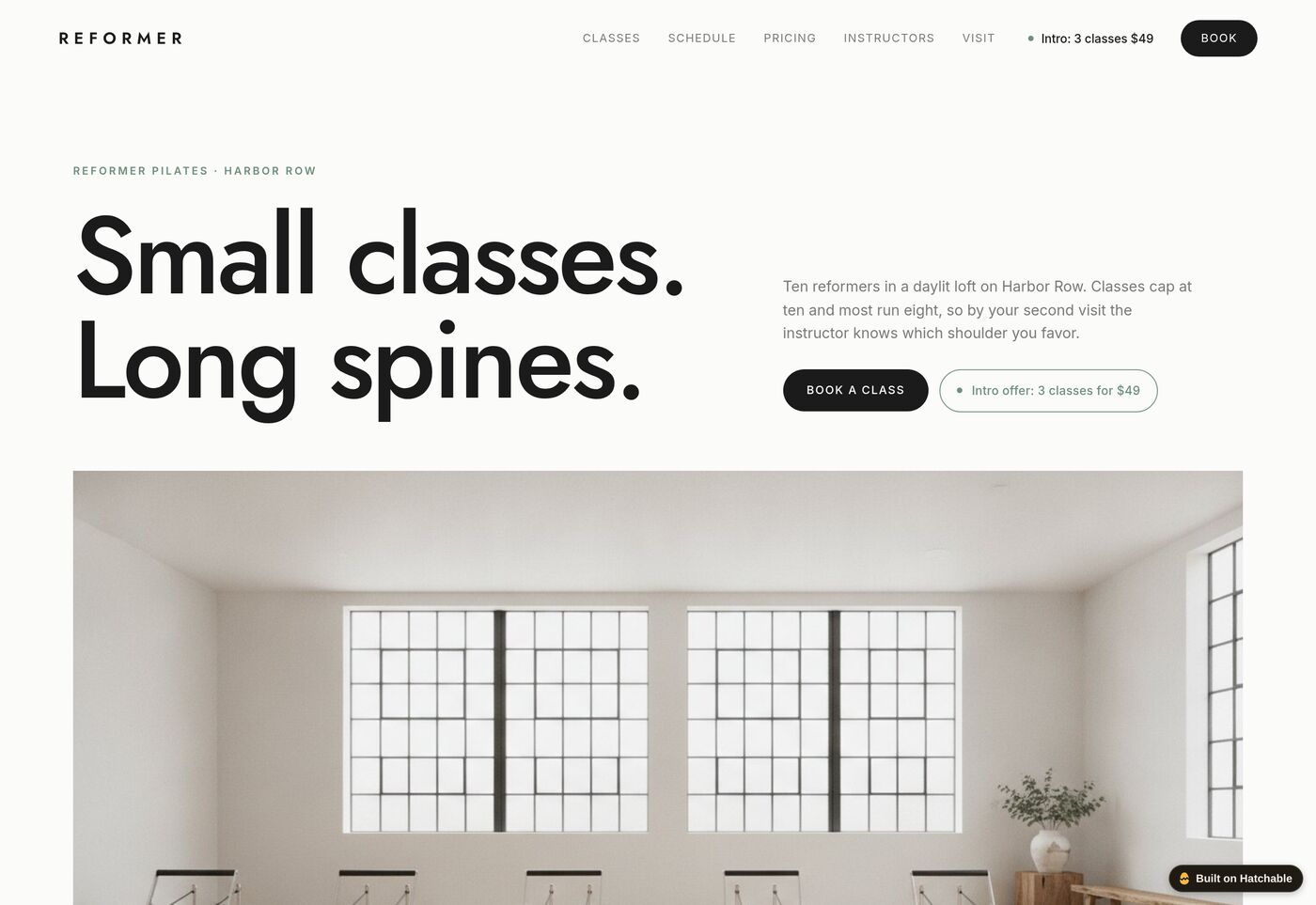 Reformer — pilates studio website template preview