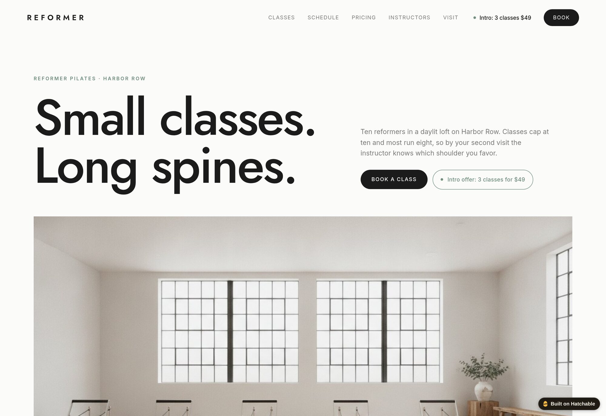 Reformer pilates studio website template — full design preview