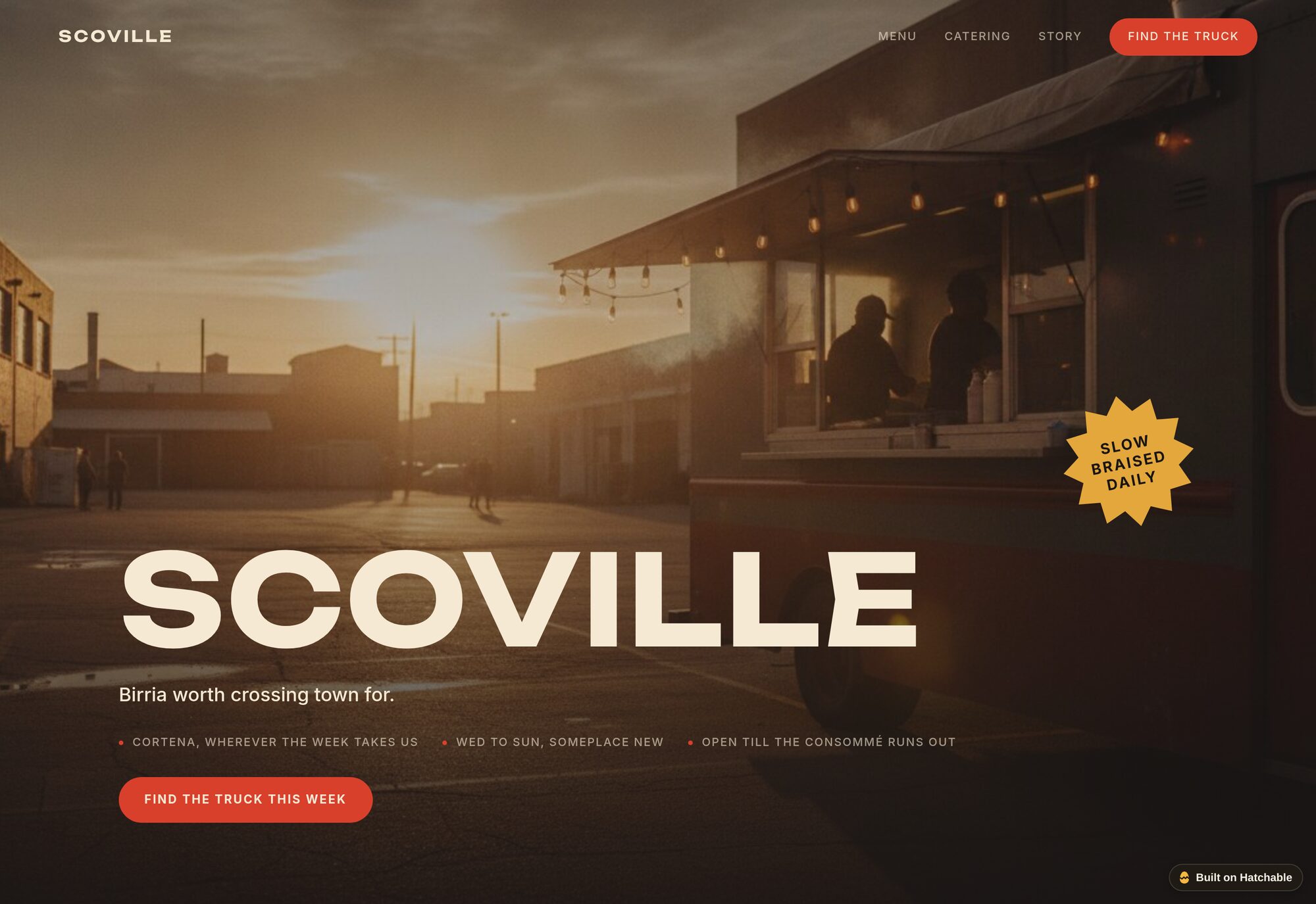 Scoville food truck website template — full design preview