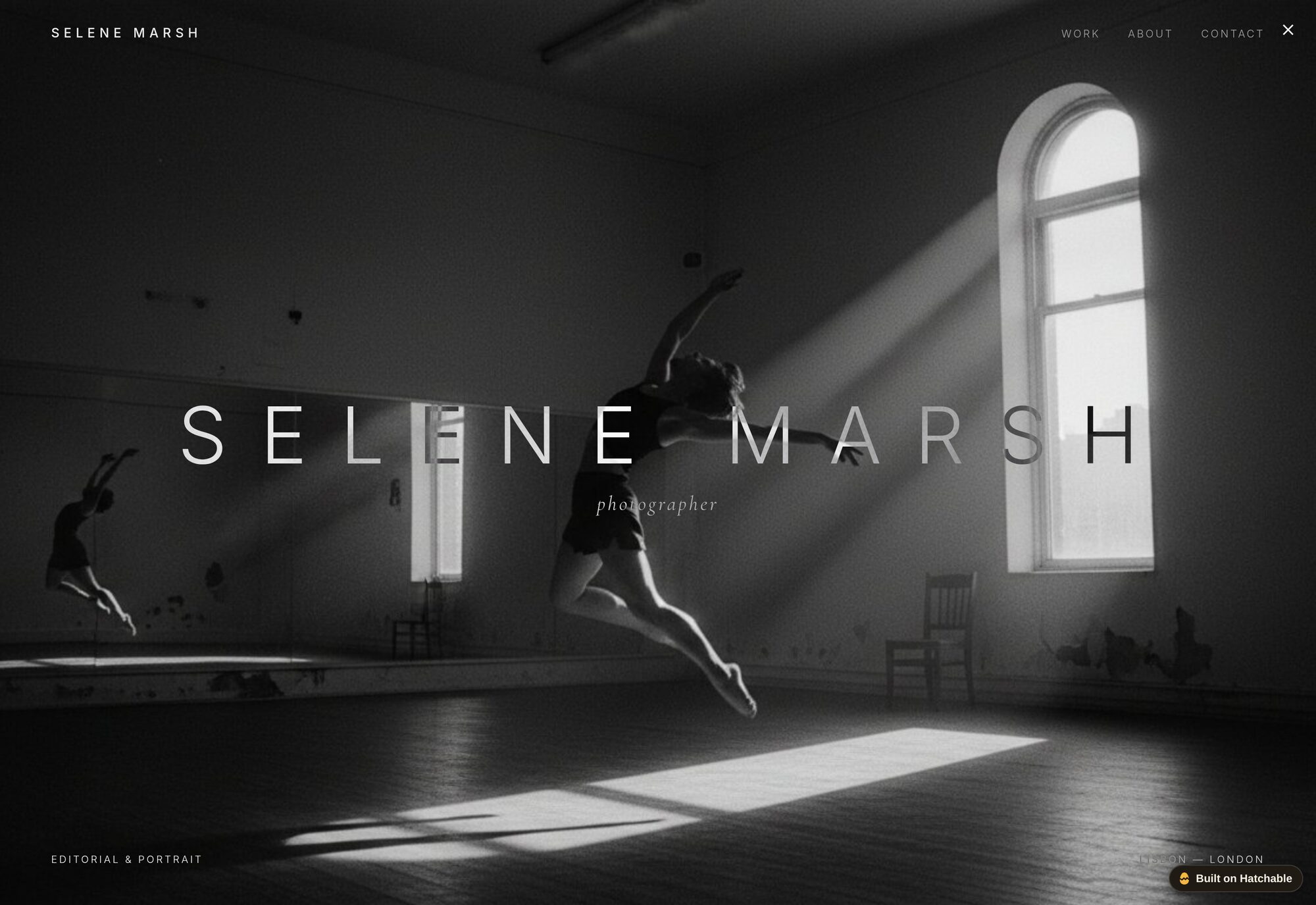 Selene photography portfolio website template — full design preview